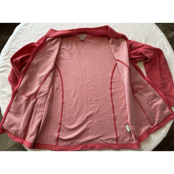 LL Bean Womens Lightweight Fleece Jacket, Pink Medium Reg Front Zip w/ Pockets - Picture 9 of 14